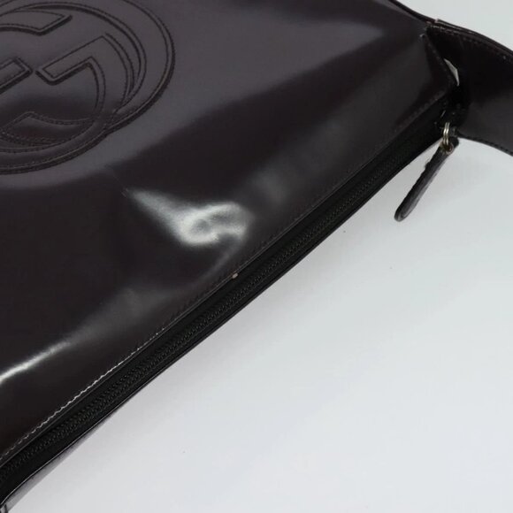 GUCCI Shoulder Bag Patent leather Navy Silver Auth - Picture 7 of 16